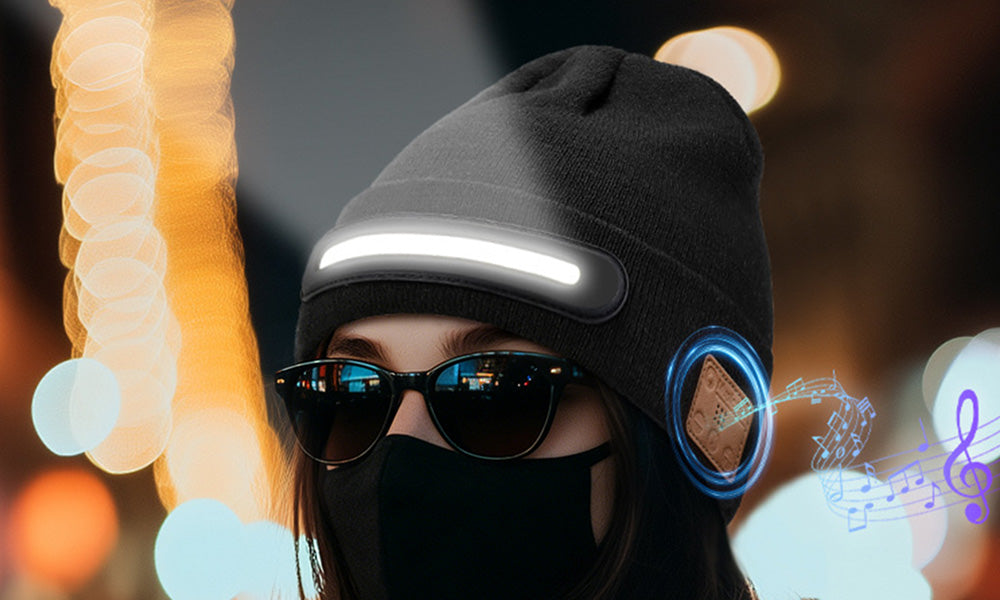 Bluetooth Music LED Beanie Hat with Headphones for Outdoor Activities
