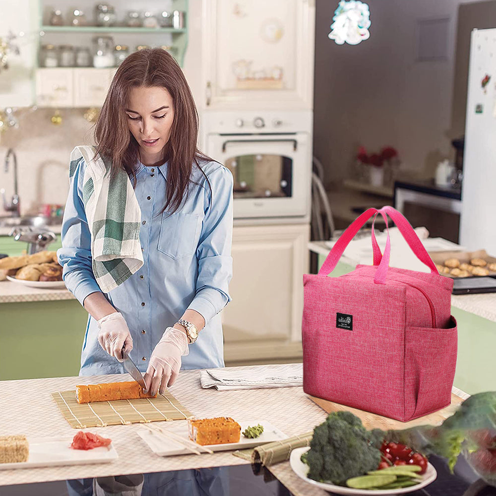 Portable Insulated Thermal Cooler Lunch Box Bag Pink