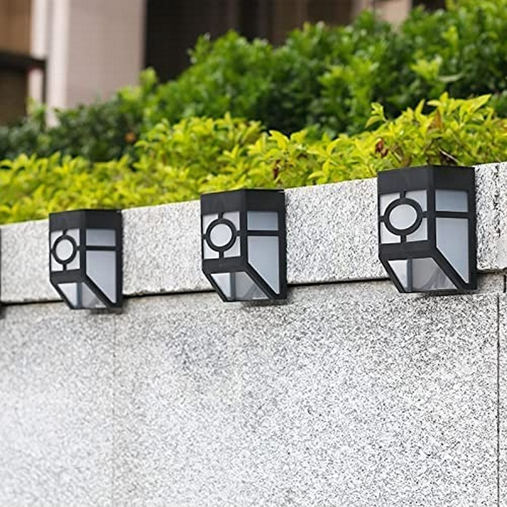4Pcs Solar Wall Lamp Garden Fence Light Outdoor Decor Night Light - White Light