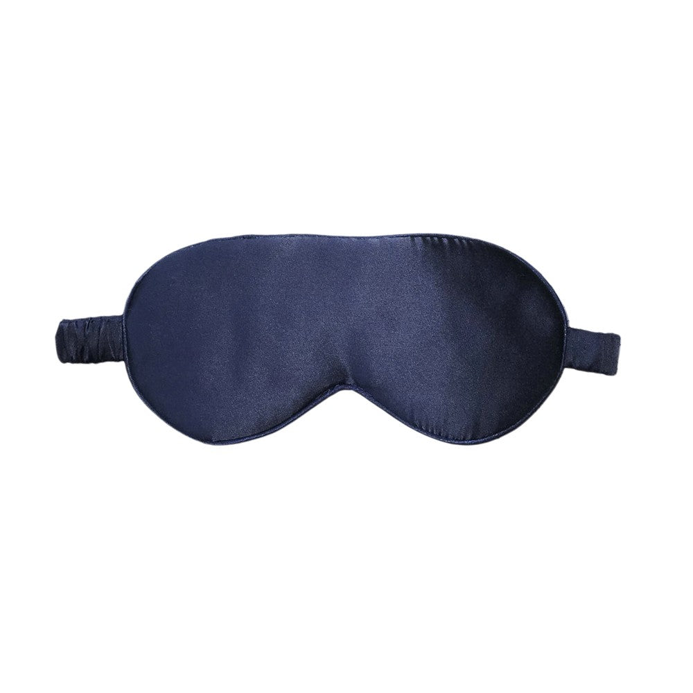 1Pc Pure Mulberry Silk Sleep Eye Mask Light Blocking Blindfold - Navy Blue