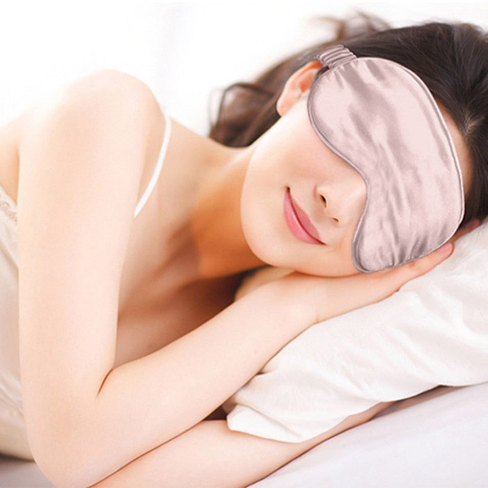 1Pc Pure Mulberry Silk Sleep Eye Mask Light Blocking Blindfold - Pink