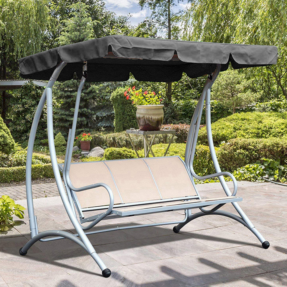Black Outdoor Garden Swing Chair Canopy Top Cover for 3 Seat Swing Chair