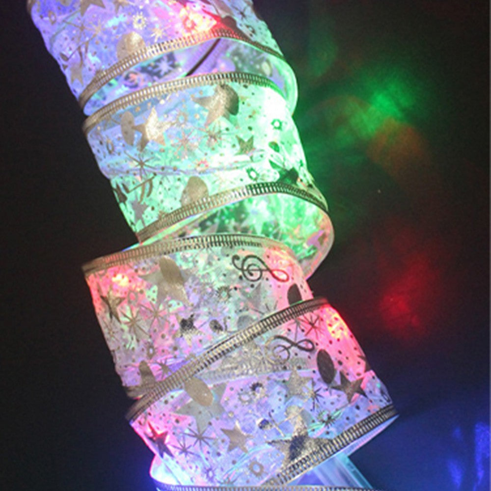 2Pcs 5 Meters Christmas Tree Ribbon LED String Light Xmas Decor-Multicolor Light
