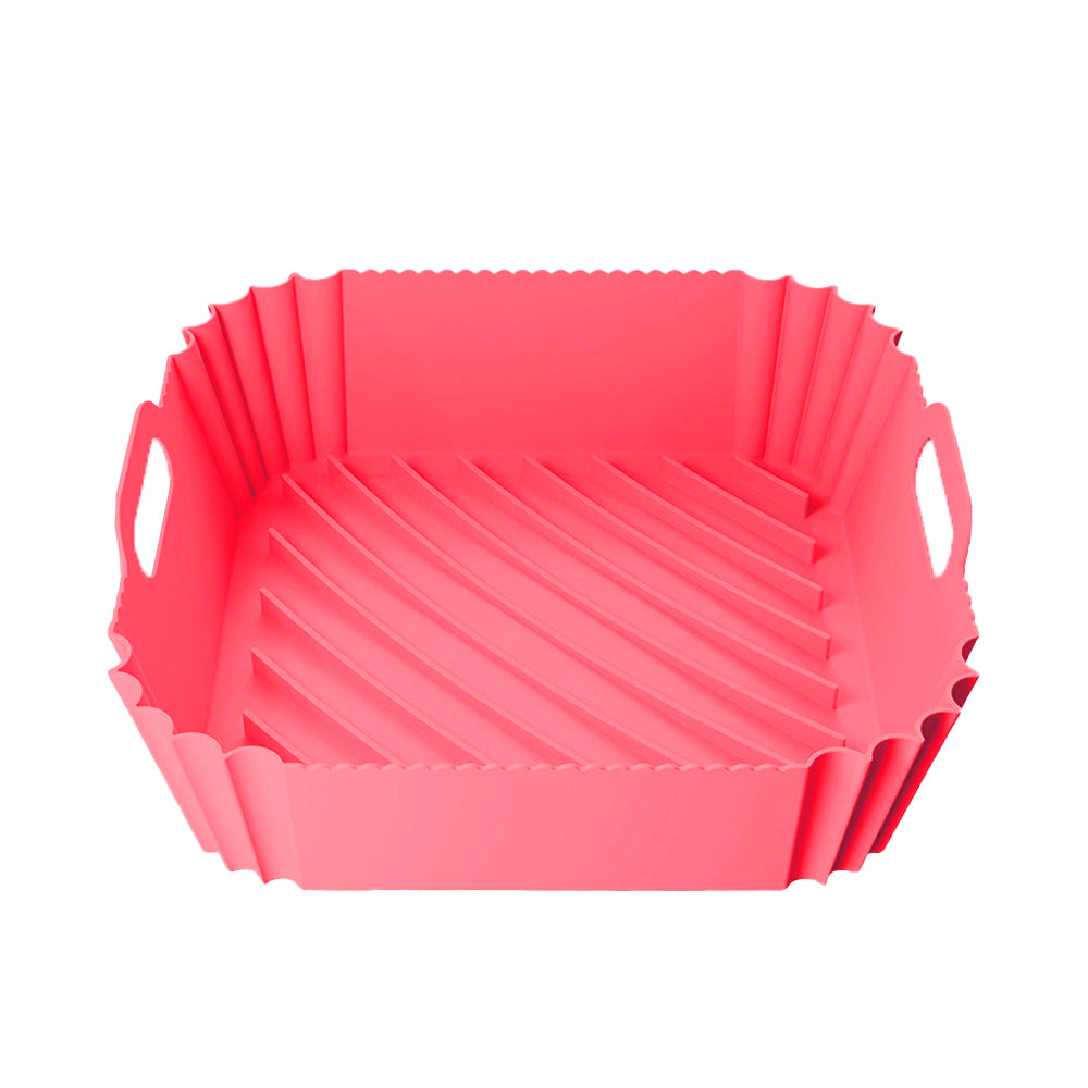 Reusable Air Fryer Silicone Pot Baking Tray Air Fryer Liner Oven Basket Pink