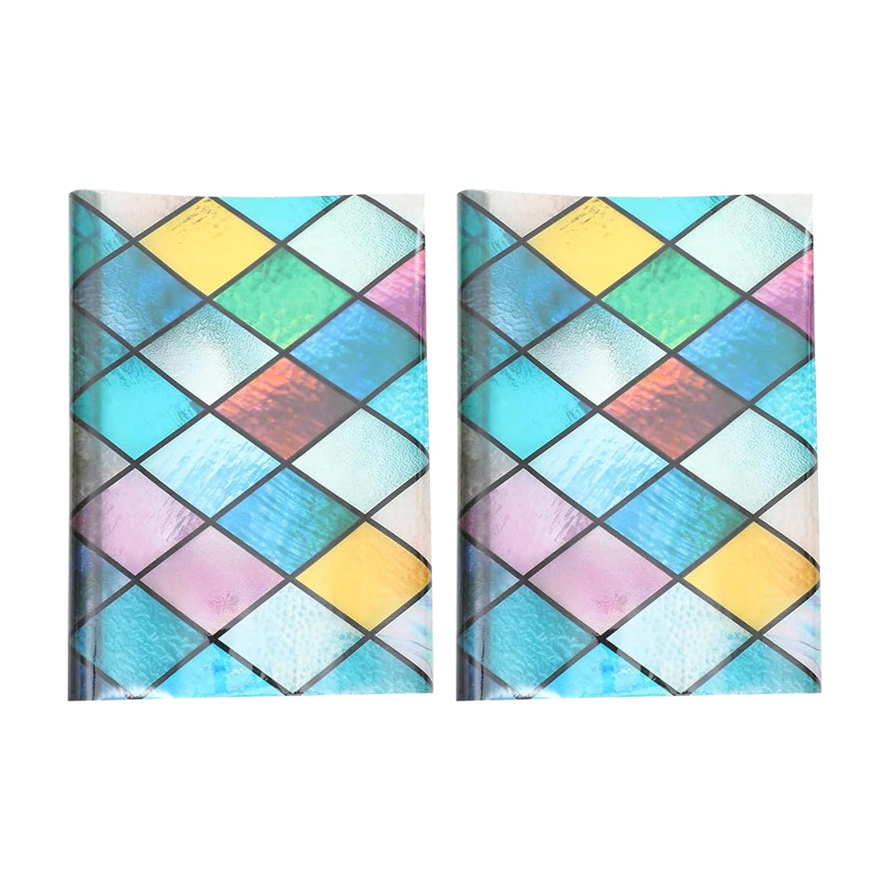 1 or 2 Static Cling Rainbow Lattice Glass Window Film Stained Window Sticker