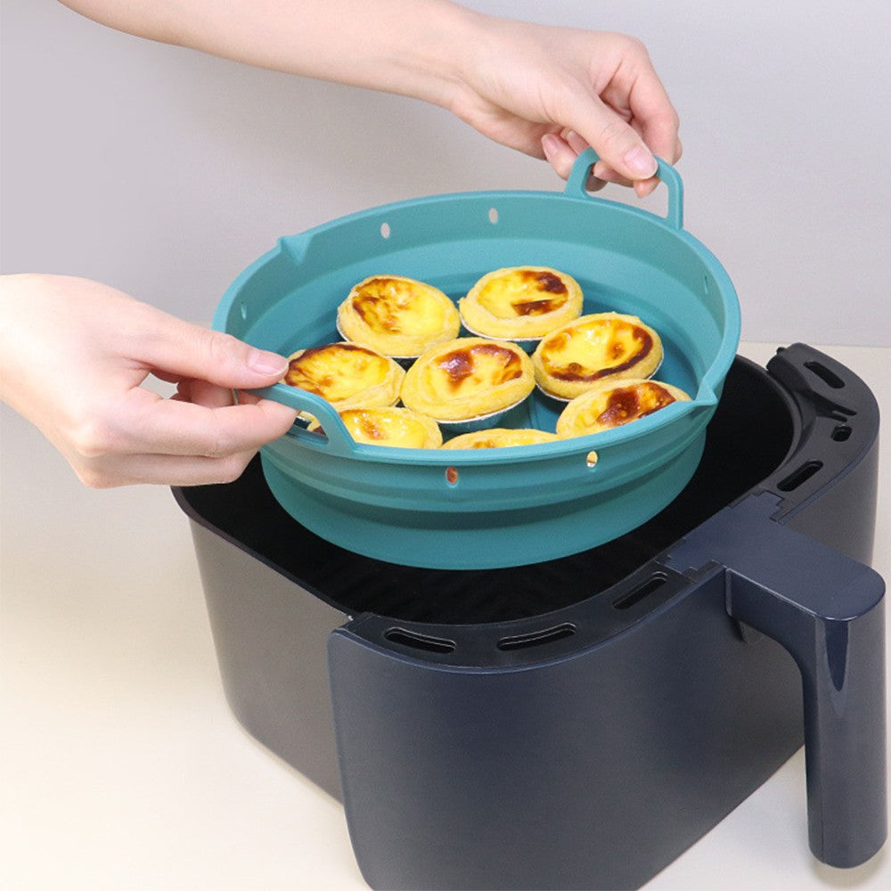 Reusable Air Fryer Silicone Liner and Divider Set with Silicone Gloves - Blue