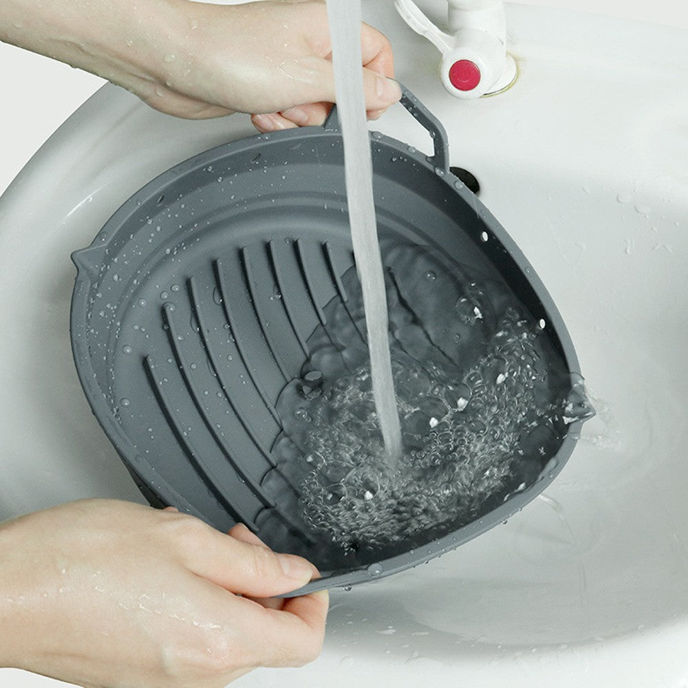 Reusable Air Fryer Silicone Liner and Divider Set with Silicone Gloves - Grey