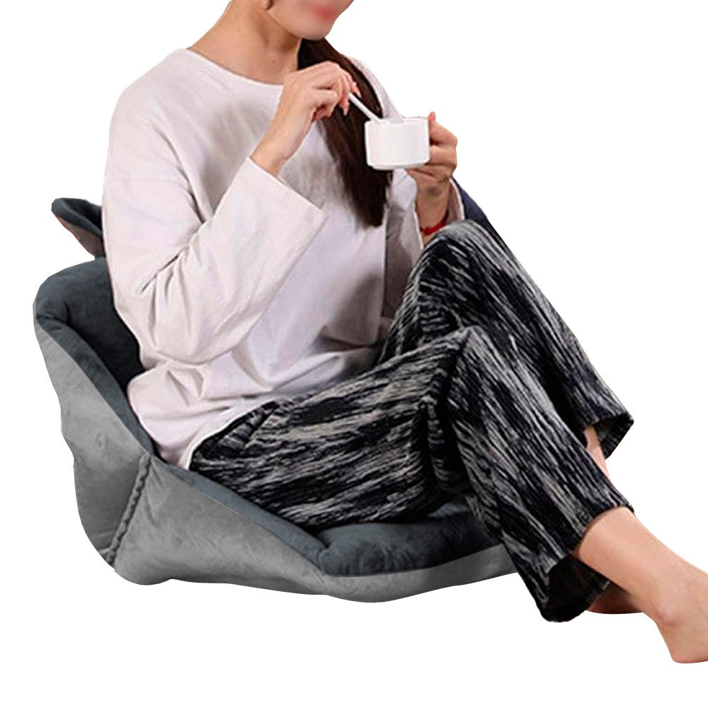 52x52cm Office Chair Cushion with Backrest Semi-Enclosed Seat Cushion - Grey