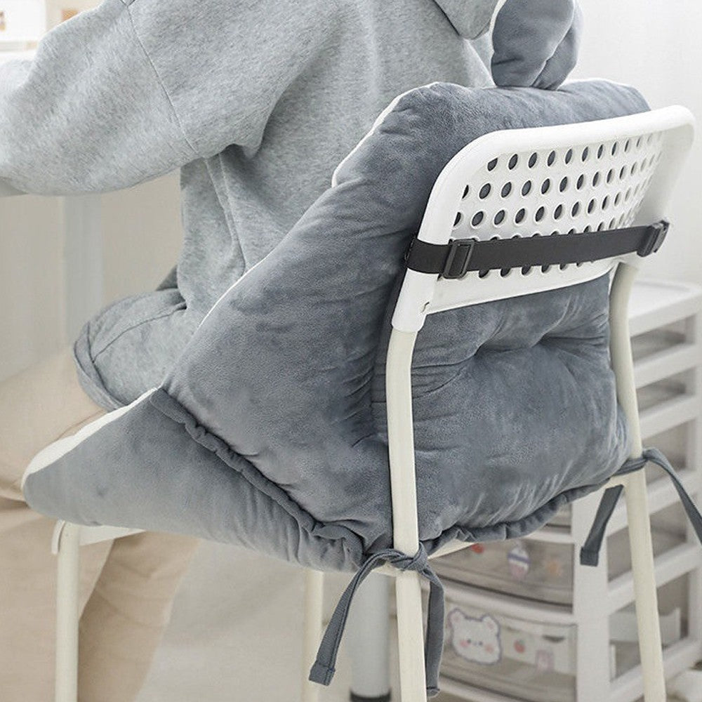 45x45cm Office Chair Cushion with Backrest Semi-Enclosed Seat Cushion - White