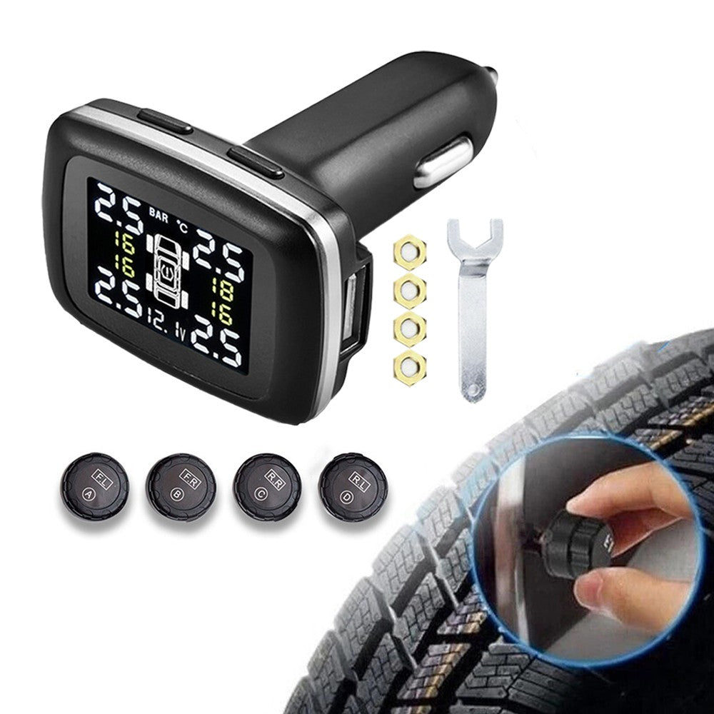 TPMS Wireless Car Tire Tyre Pressure Monitor with 4 External Sensors
