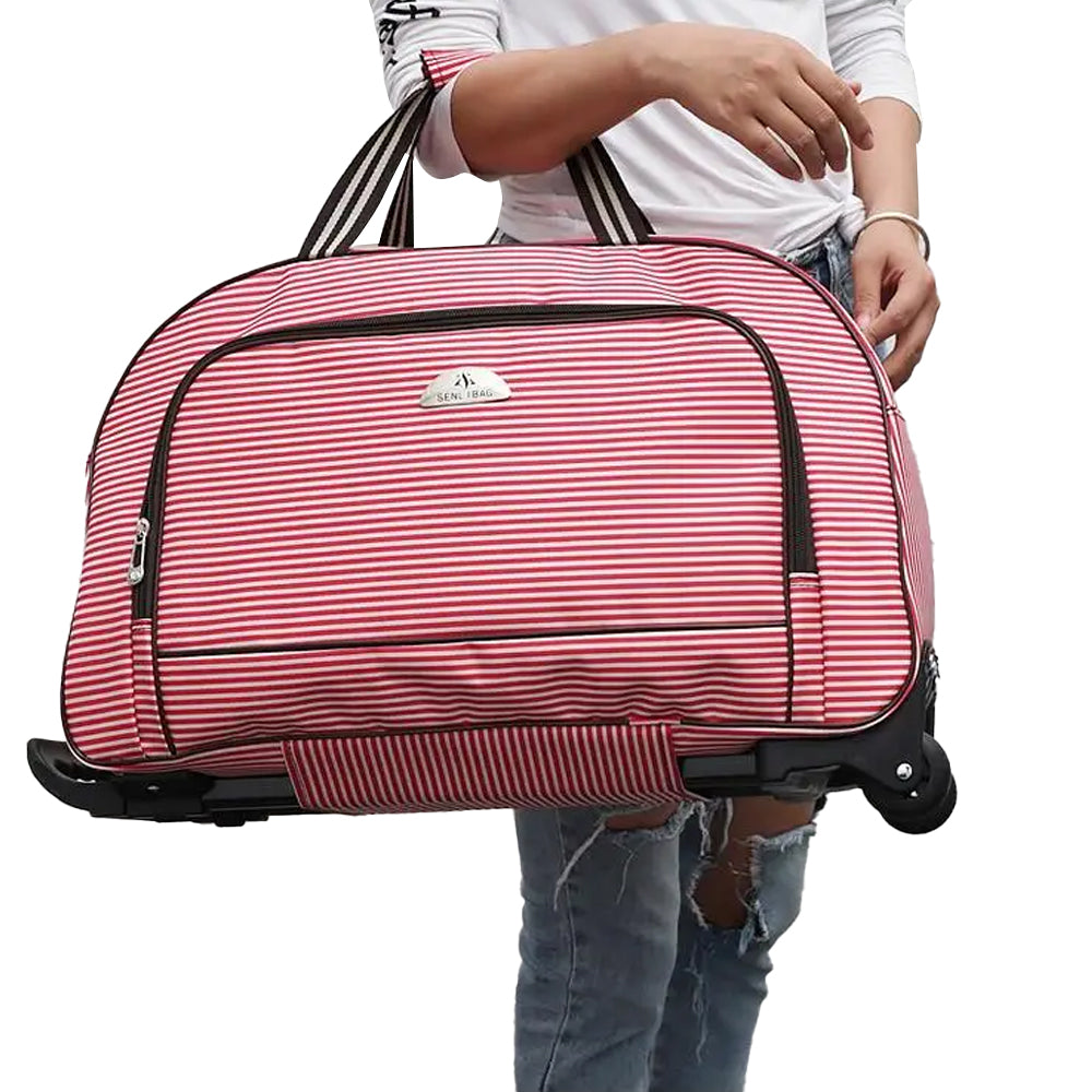 Travel 20 inch Cabin Wheeled Duffle Trolley Bag Handles Carry Bag - Red