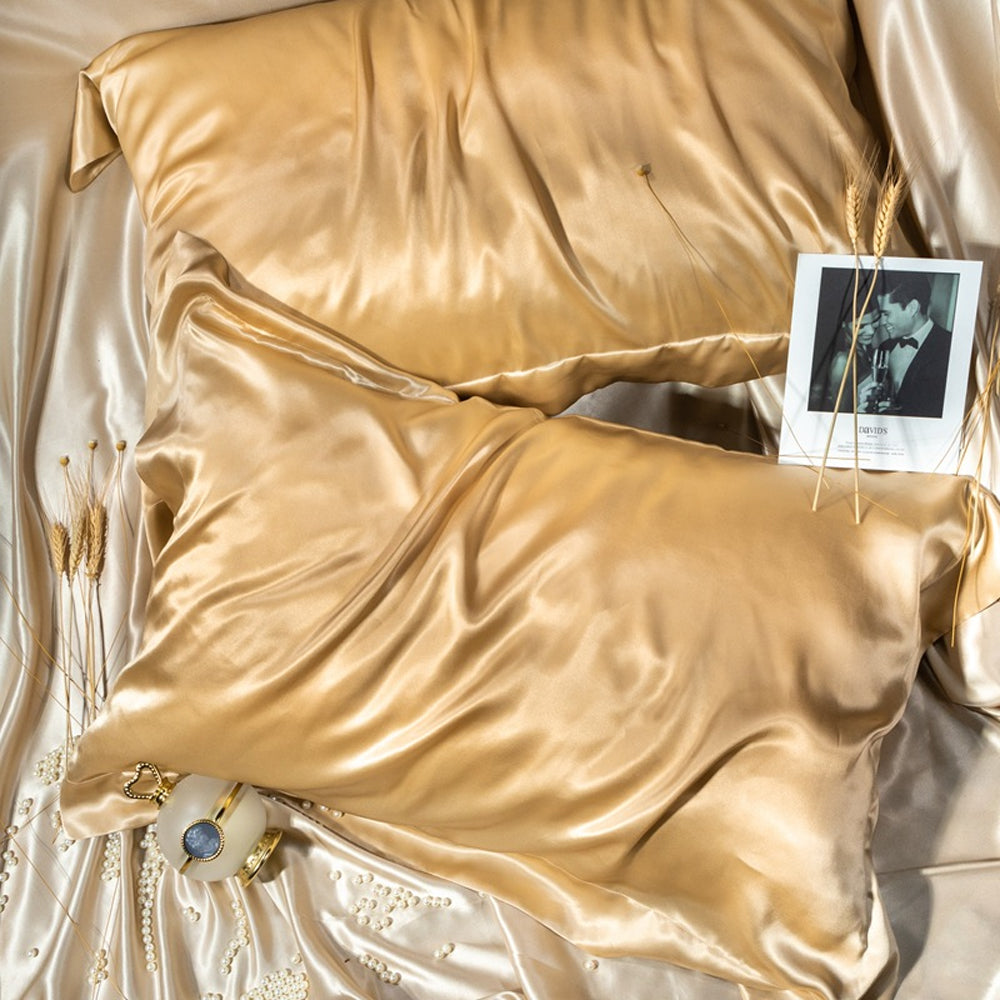 48x74cm Satin Pillowcase Solid Color Silk Soft Bedding Pillowcase - Camel