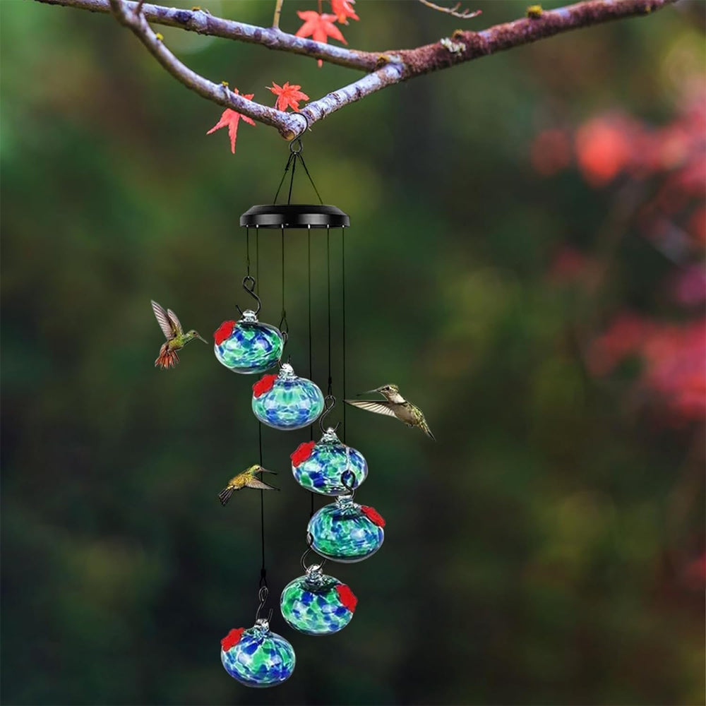 Wind Chime Hummingbird Feeder Plastic Hanging Bird Water Feeder - Blue