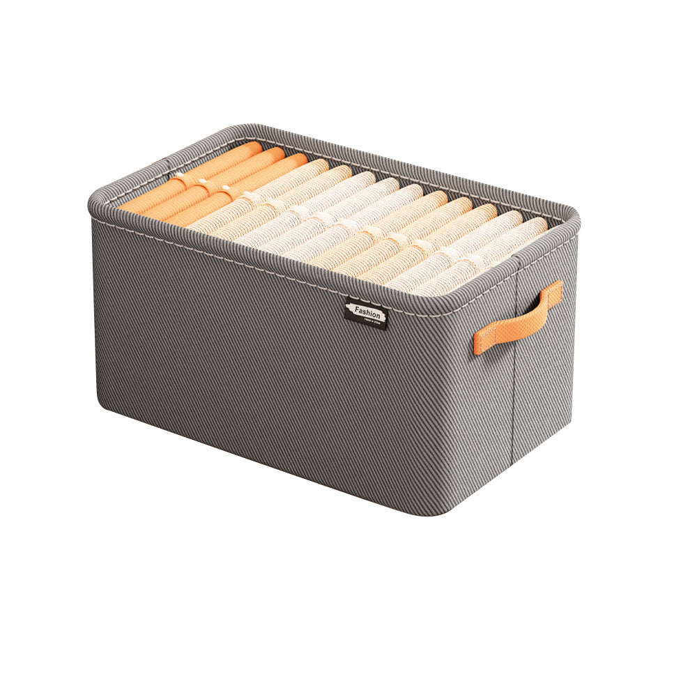 3Pcs Clothing Storage Box Steel Frame Drawer Organizer with Handles Grey