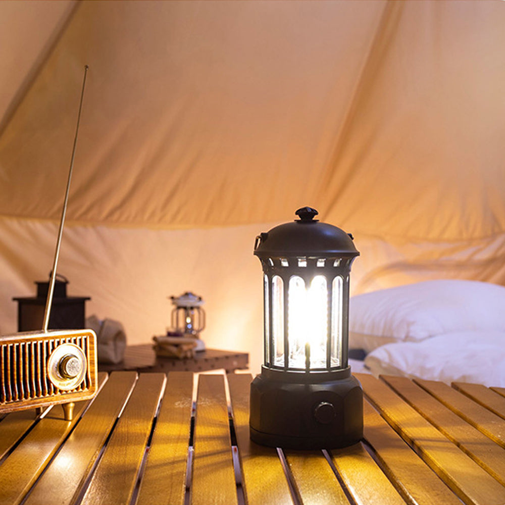 8.6x15.5cm Tent Camping LED Lantern Portable Rechargeable Night Lamp Black