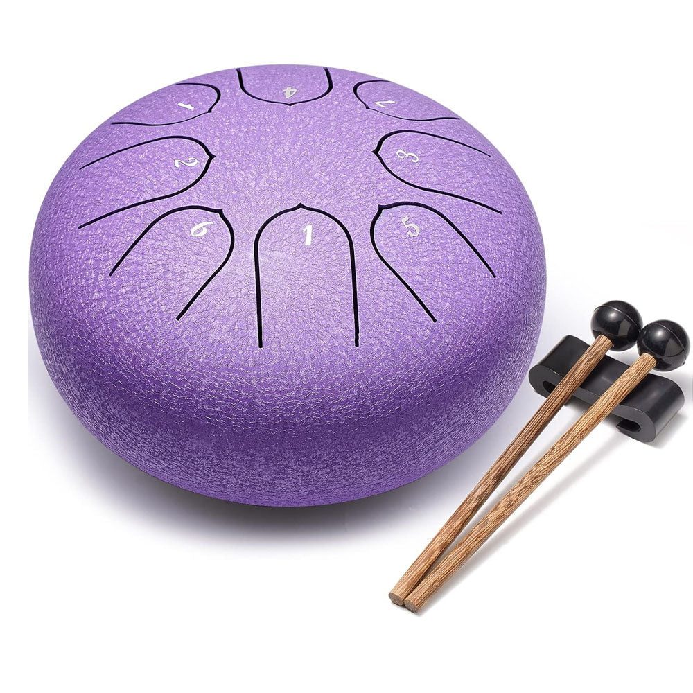 Steel Tongue Drum 6 Inch 8 Notes Ethereal Drum for Meditation Yoga Zen Purple
