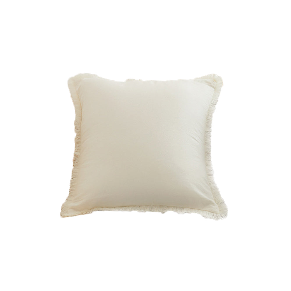 45x45cm Tassel Trim Throw Pillow Cover Decorative Sofa Pillow Cover Beige