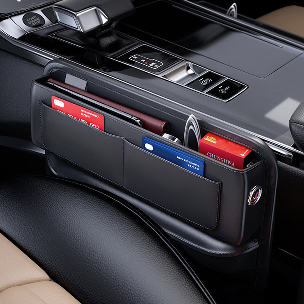 2Pcs Car Seat Gap Filler Leather Car Box Phone Holder Storage Box Side Organizer