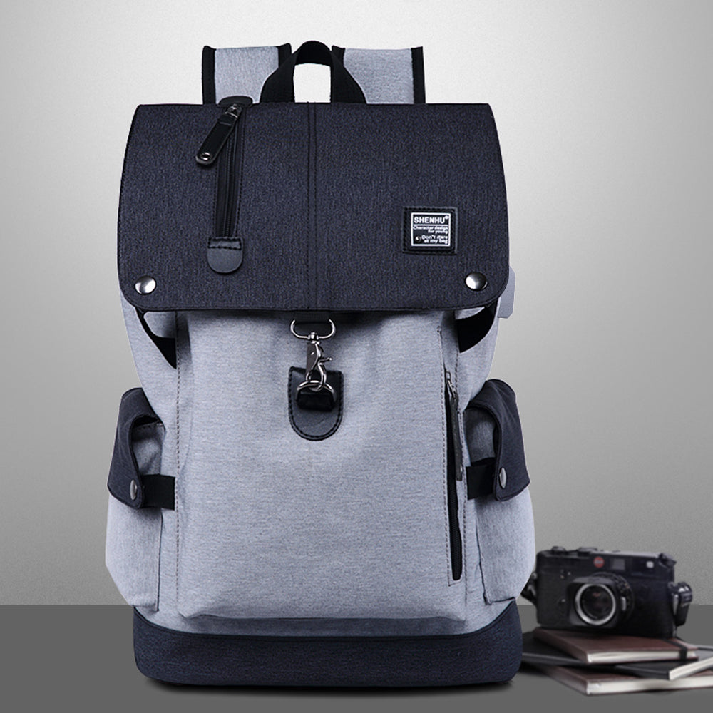 Large Capacity Anti-Theft Travel Backpack School Bag with USB charging Grey