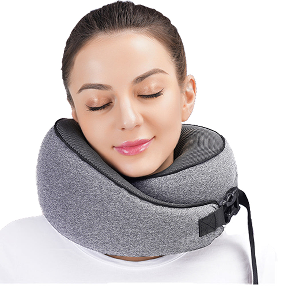 Neck Pillow for Travel Soft U Shaped Memory Foam Head Rest Cushion Grey