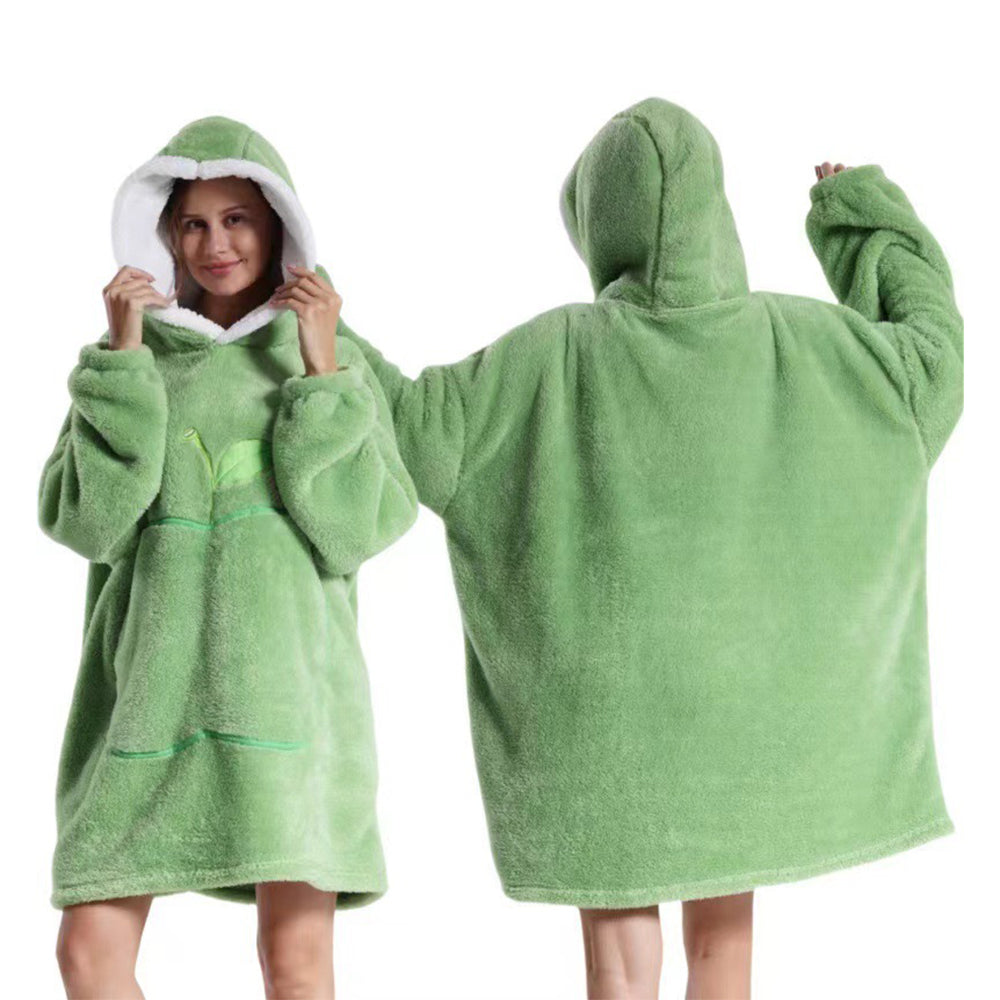 90cm Unisex Hoodie Blanket Hooded Oversized Wearable Throw Blanket Green