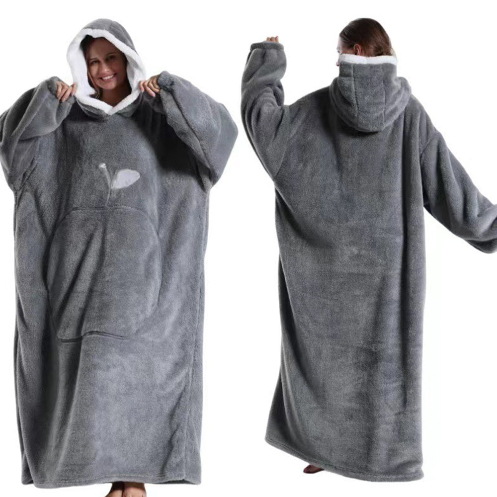 140cm Unisex Hoodie Blanket Hooded Oversized Wearable Throw Blanket Light Grey