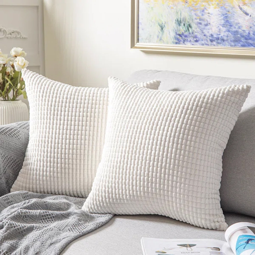 45x45cm Corduroy Cushion Cover Plush Lounge Pillow Case Home Decor Beige