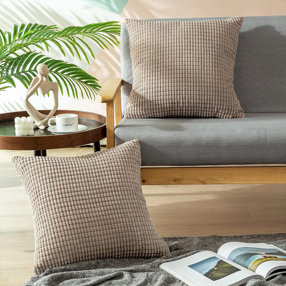 45x45cm Corduroy Cushion Cover Plush Lounge Pillow Case Home Decor Khaki