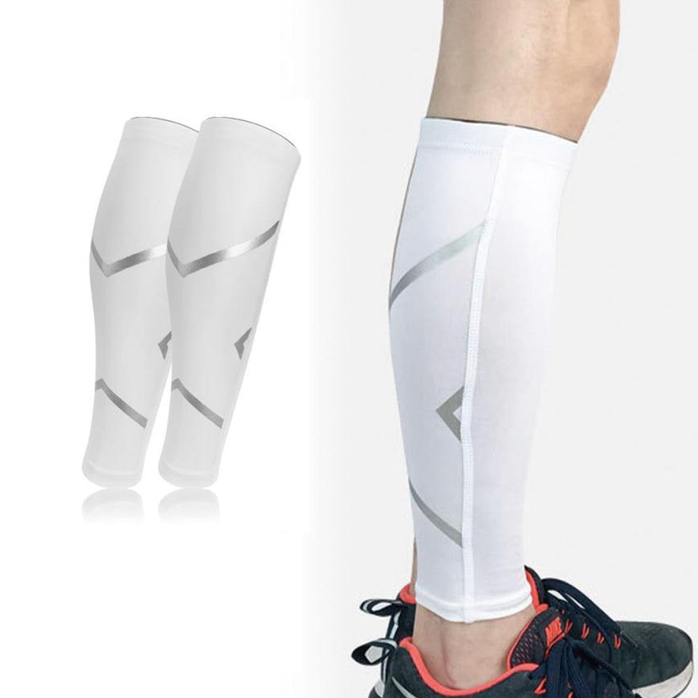 Compression Socks Leg Calf Sleeve Brace Support for Sport Gym White XL