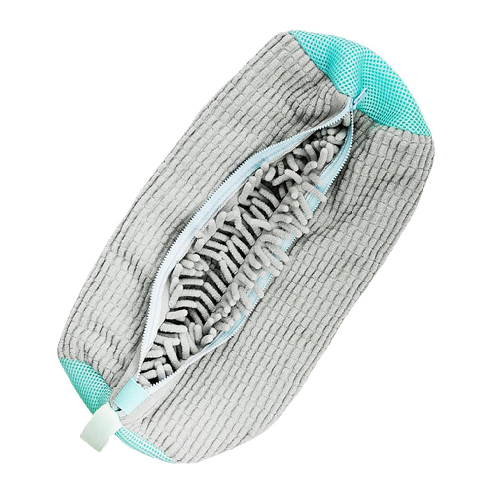Reusable Mesh Laundry Bag with Zipper Chenille Shoe Wash Cleaning Bag Grey