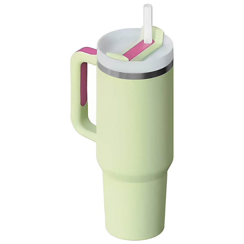 1200ML Stainless Steel Vacuum Insulated Tumbler Mug with Straw Light Green