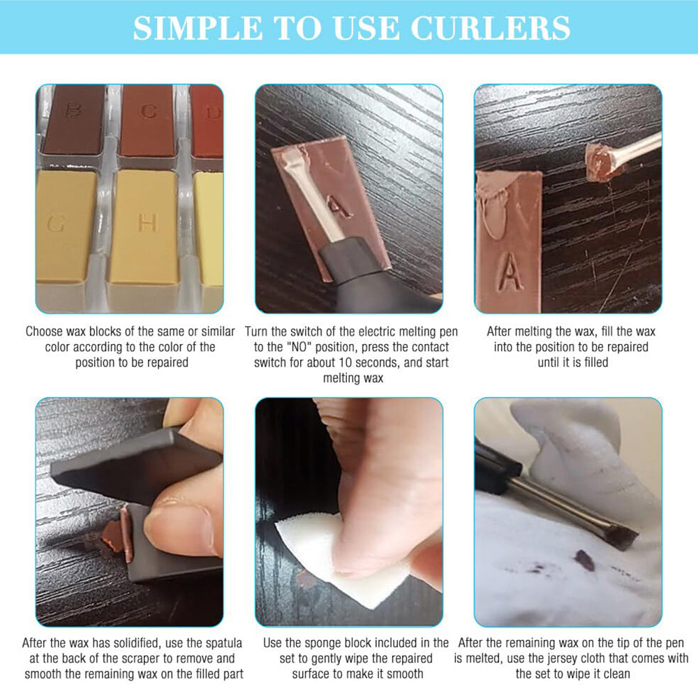 Laminate Floor Repair Kit Wood Furniture Fix Mending Tool Set with 11Pcs Waxes