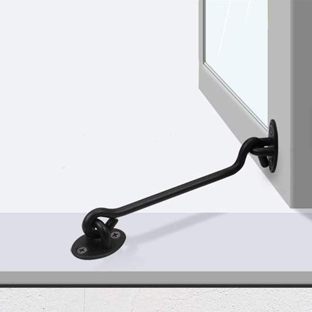 2Pcs 4inch Cabin Hook Eye Latch Shed Gate Hook Window Barn Door Latch Black