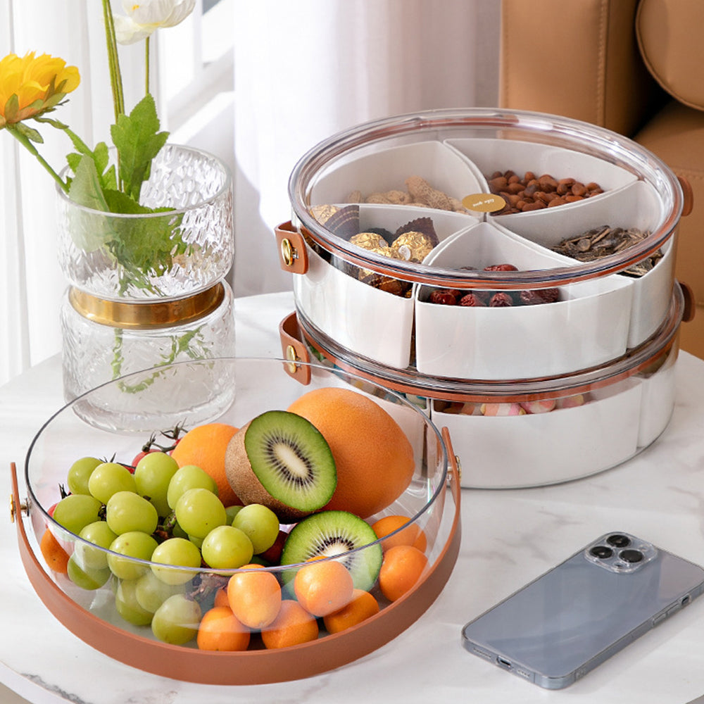 Divided Serving Tray with Lid and Handle Snack Platter Organizer Snackle Box