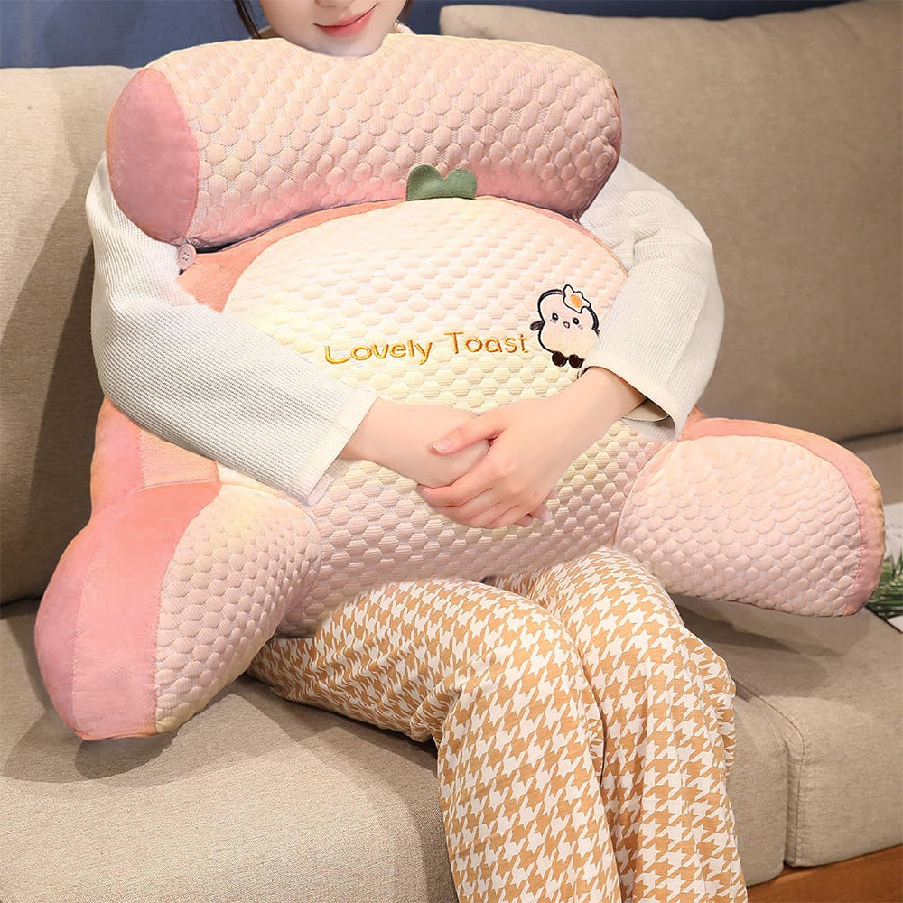 Bed Backrest Reading Pillow Neck Lumbar Support Seat Cushion with Arms Rabbit