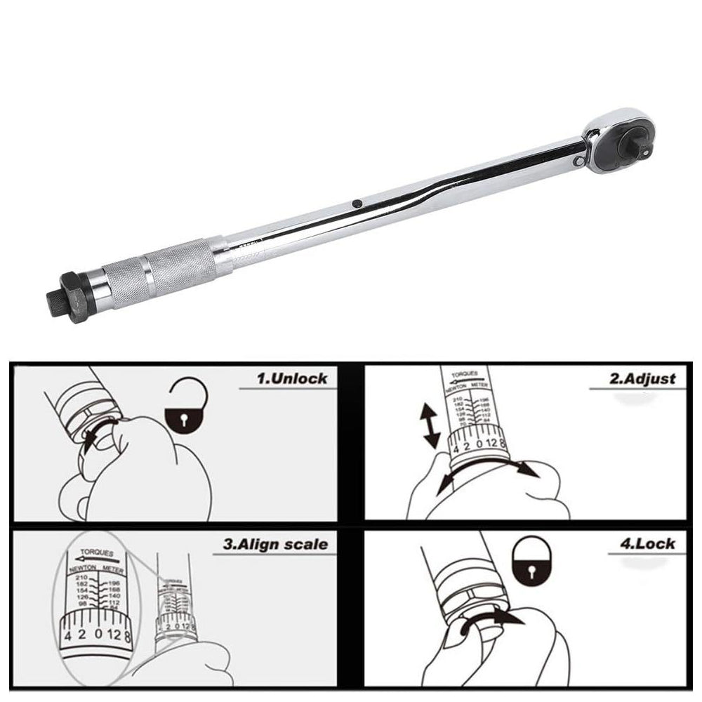 3Pcs Adjustable Torque Wrench Kit Ratchet Socket Torque Wrench