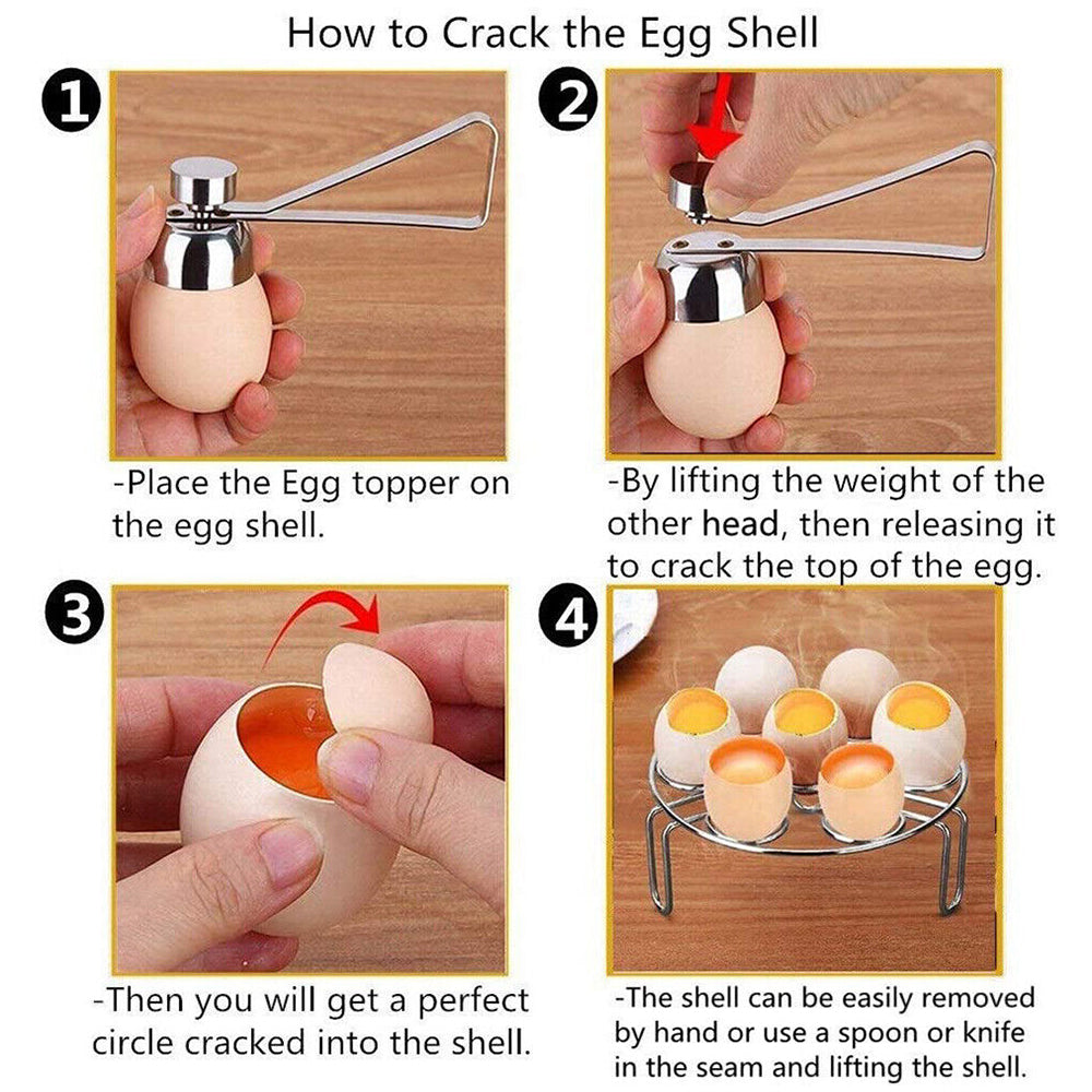 2Pcs Stainless Steel Egg Topper Cutter Cracker Knocker Egg Shell Opener