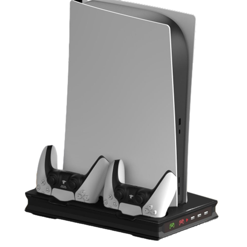 For PS5 Vertical Stand Cooling Fan Dual Controller Charging Dock Station Black
