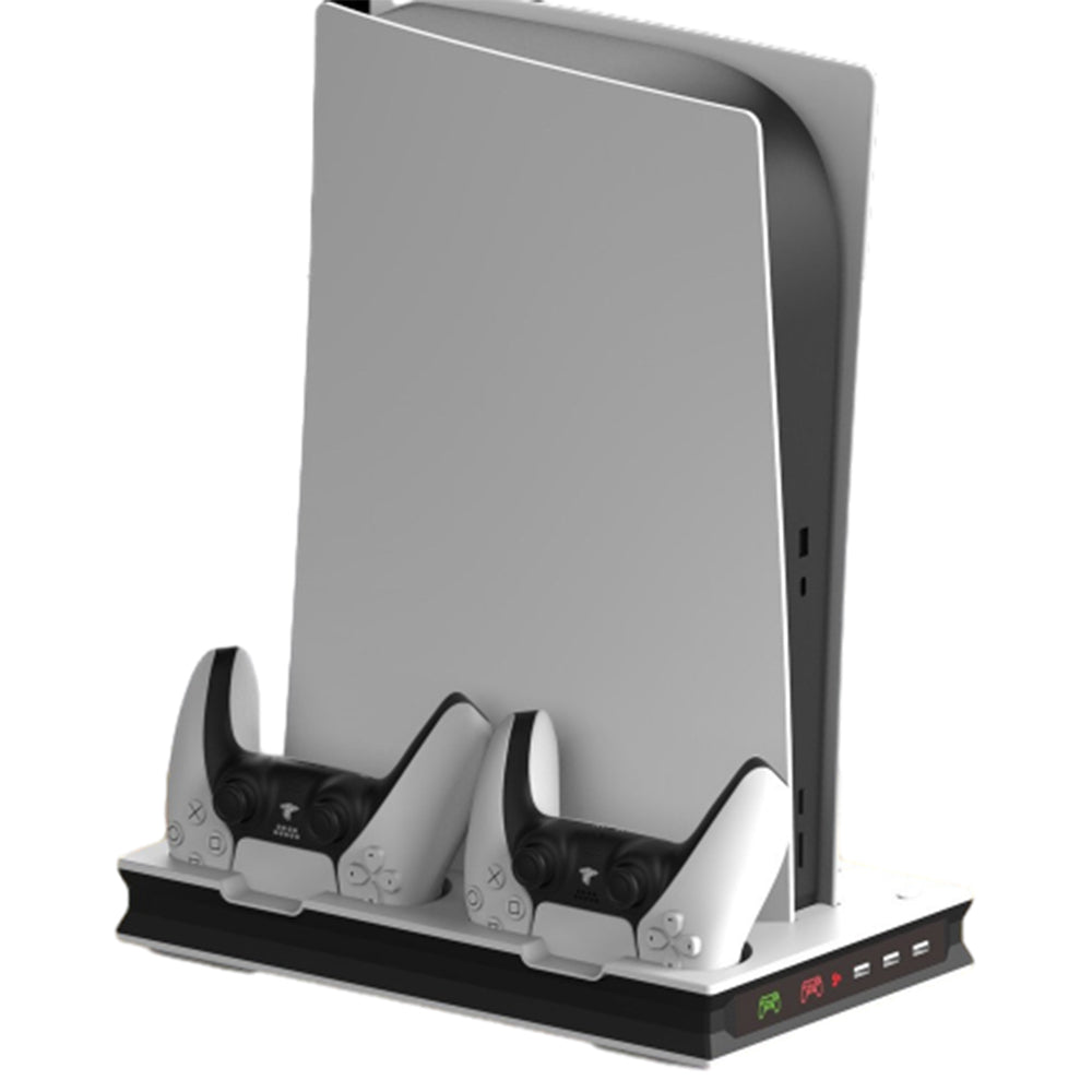 For PS5 Vertical Stand Cooling Fan Dual Controller Charging Dock Station White