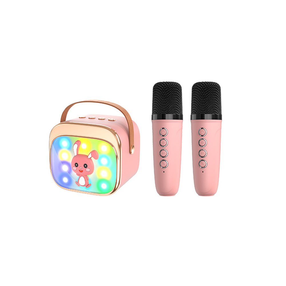 Wireless Bluetooth Karaoke Speaker with Dual Microphones Portable LED Light Music Player
