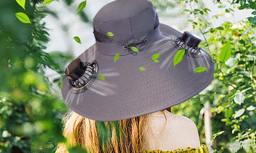 Solar Rechargeable Fan Hat Dual Fans for Fishing Camping Outdoor
