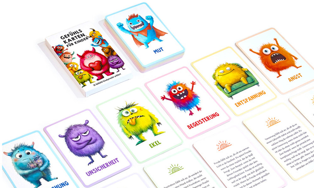 32Pcs Cute Monster Emotions Cards for Kids Social Skills Development