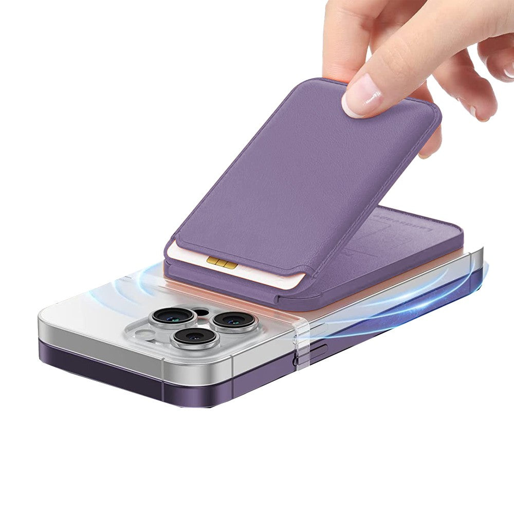 Magnetic Phone Wallet with Adjustable Stand for iPhone 15/14/13 Series - Purple