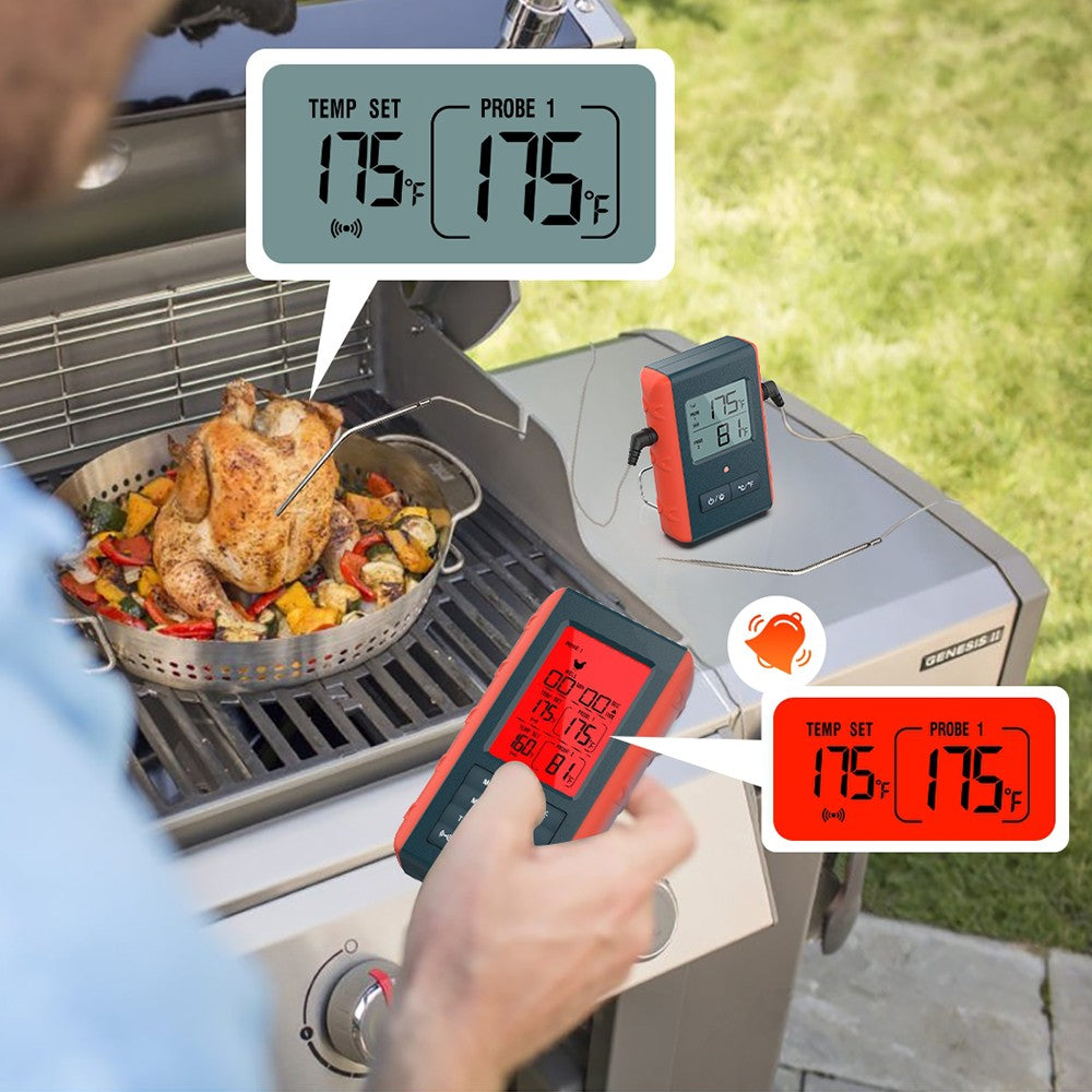 Wireless Meat Thermometer Digital BBQ Grill Thermometer with 2 Probes