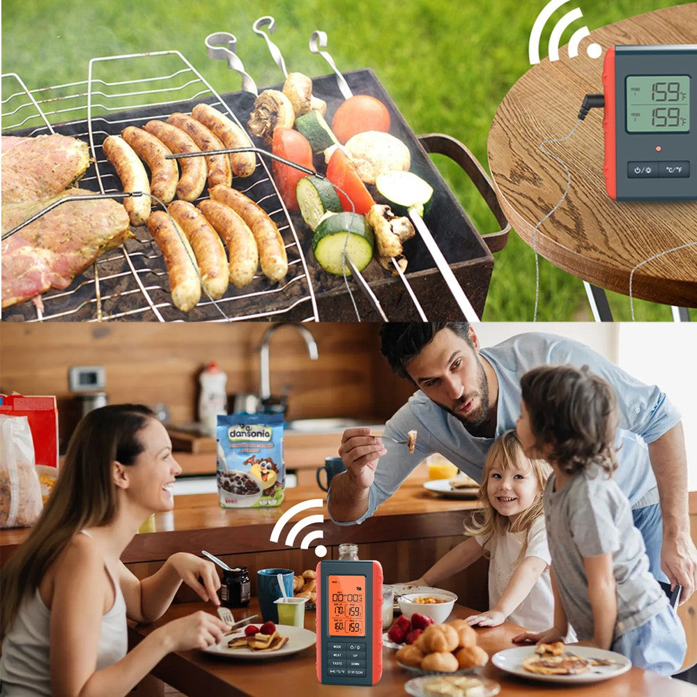 Wireless Meat Thermometer Digital BBQ Grill Thermometer with 2 Probes
