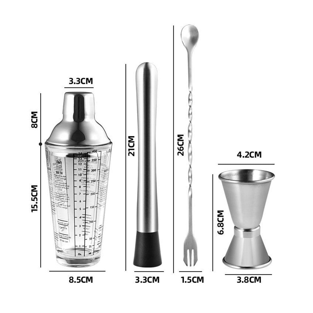 4-Piece Cocktail Shaker Set Mixer