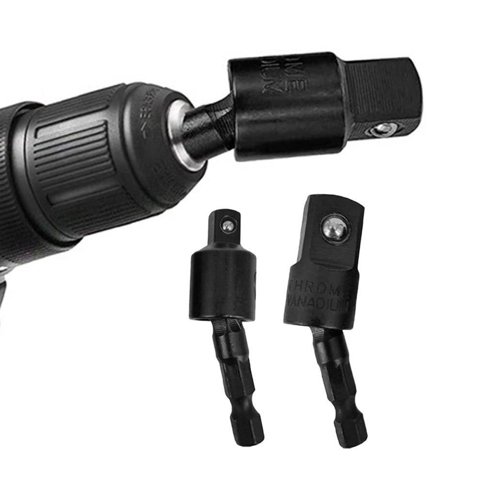 3-Piece 1/4 inches Hex Drill Socket Adapter Set with Angle Drill Adapter - Black