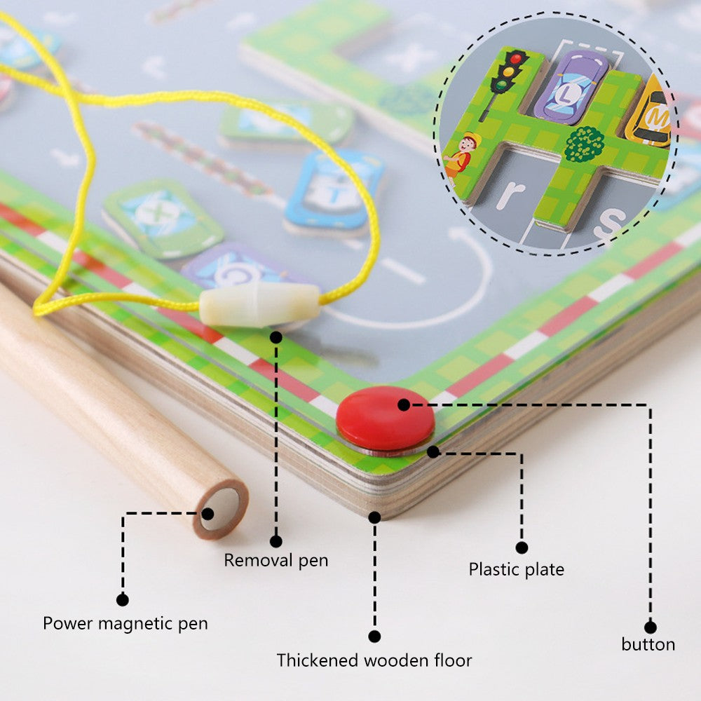 Magnetic Letter Matching Parking Maze Montessori Toddler Early Learning Board
