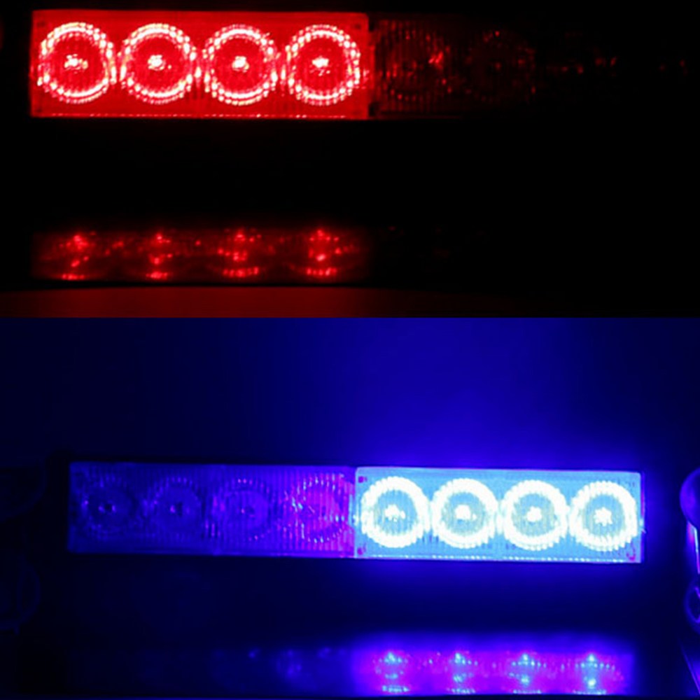 Red Blue Car Police Strobe Flash Light Dash Urgency 3 Flashing Lamp DC 12V