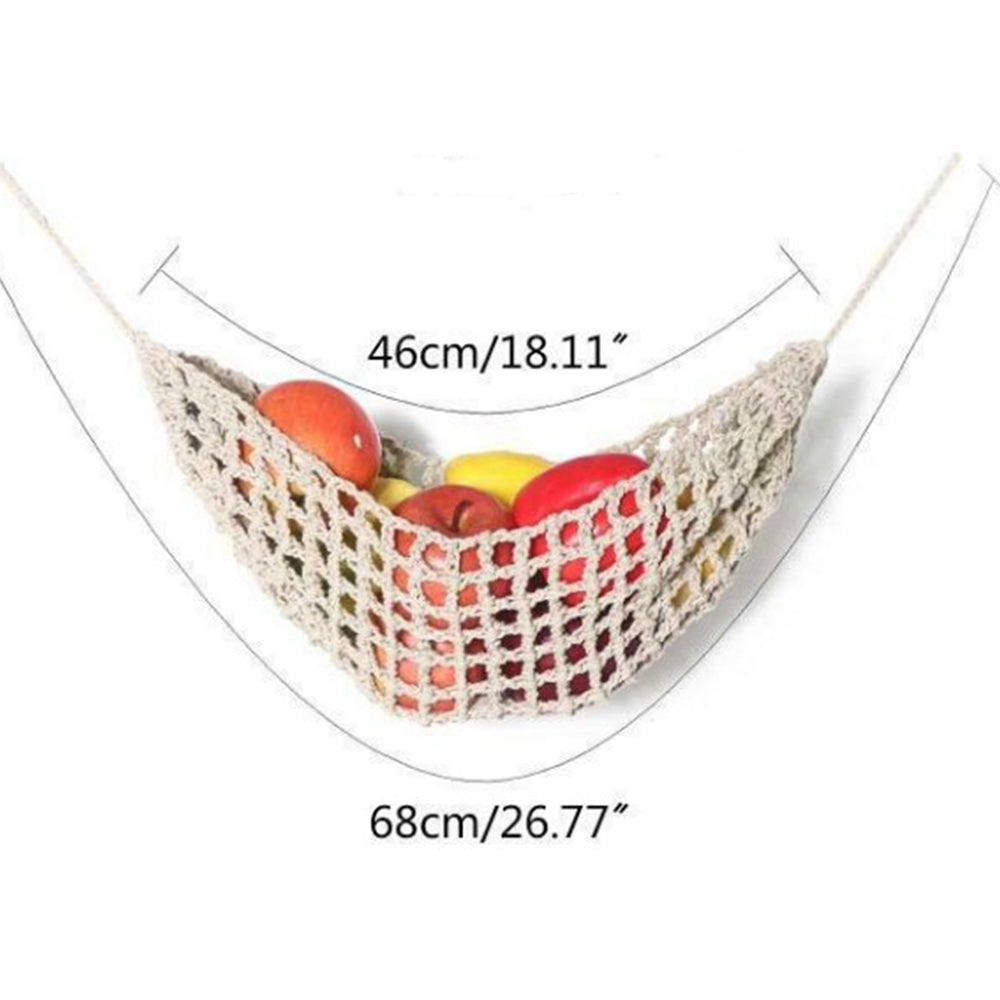 Woven Fruit Hammock Holder Cotton Under Cabinet Hanging Net Basket